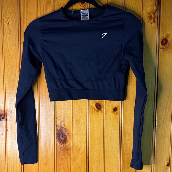 Gymshark Tops - Gymshark Navy Long Sleeve Compression Crop Top